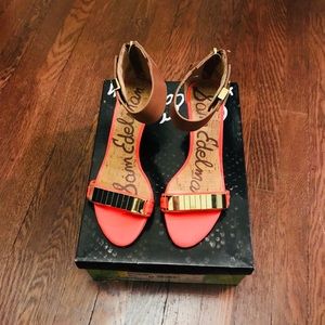 Sam Edelman Serena Wedge Sandal in Coral/Orange